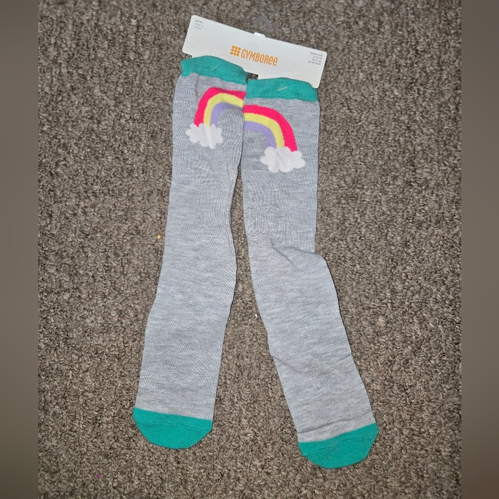 Gymboree Kids Rainbow Knee-High Socks - Gray and Teal